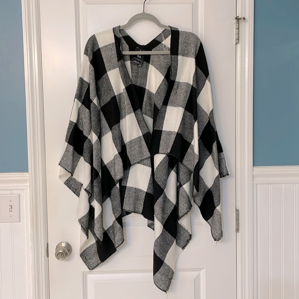 Black and White Check Plaid Wrap/Shawl, one size fits most